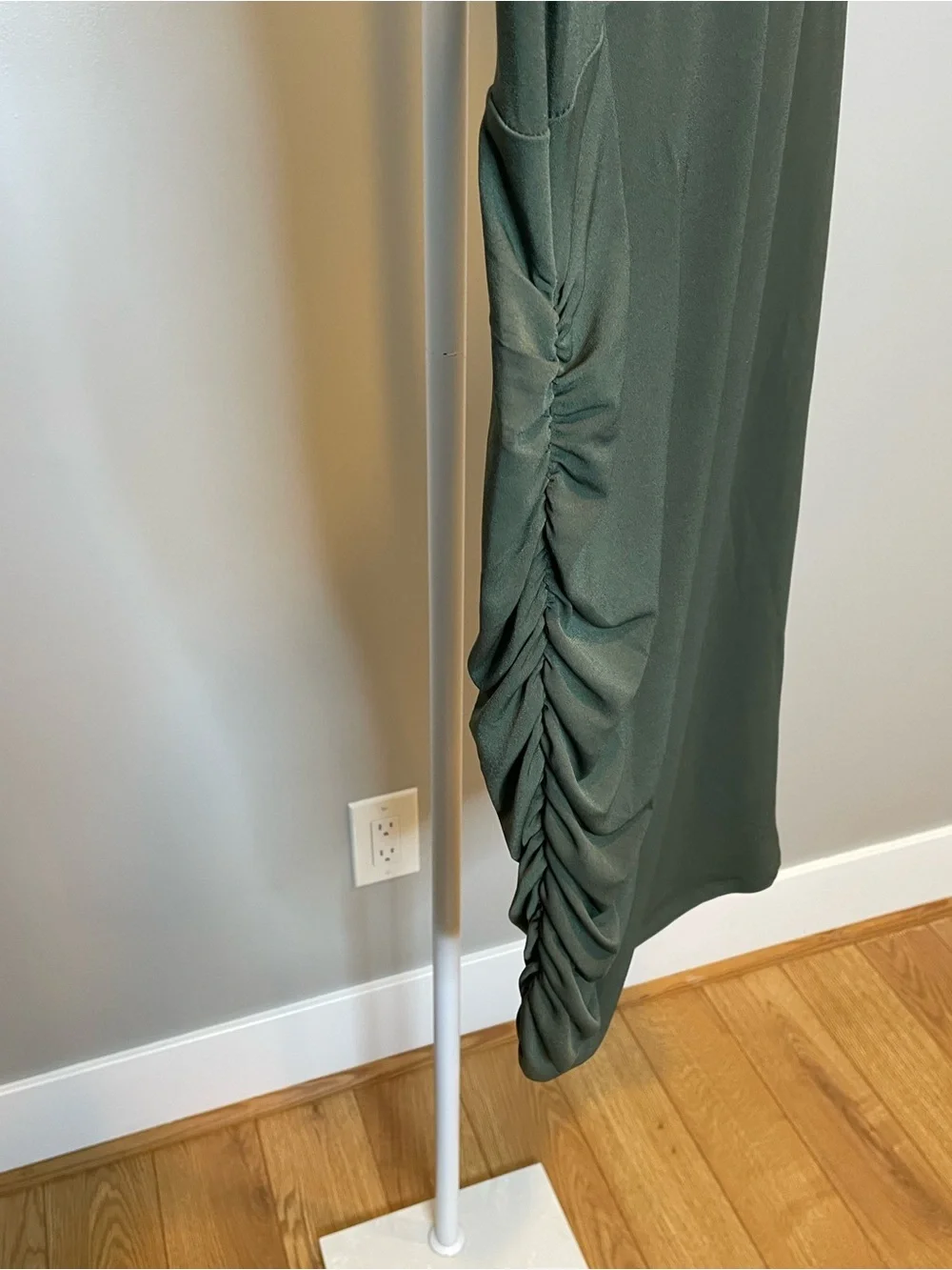 Michael Kors Olive Ruched Faux Wrap Dress - Medium